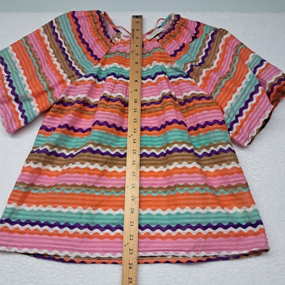 Banjanan Top Women's Small Pink Colorful Short‎ Sleeve Zig Zag - Picture 8 of 10